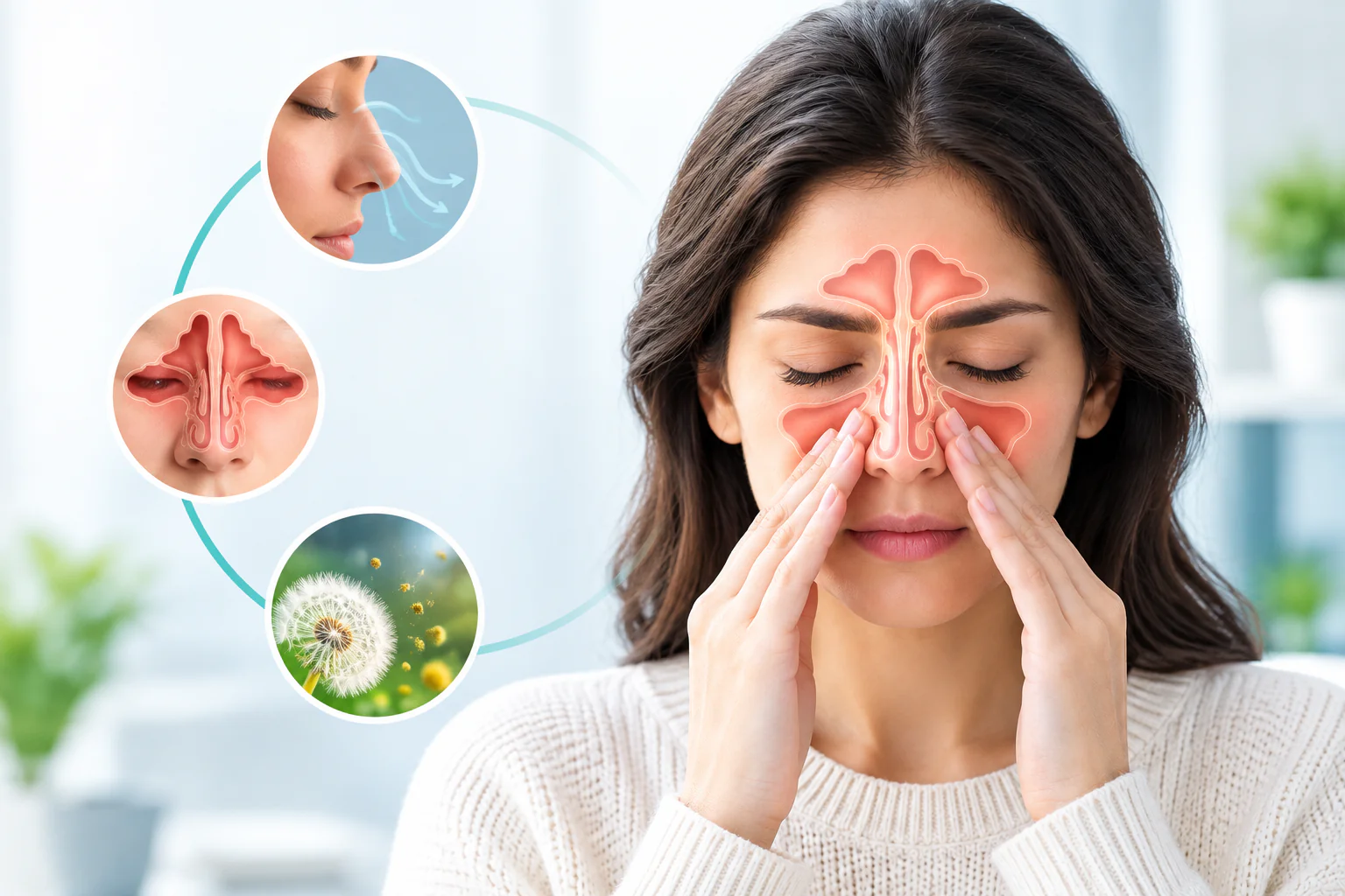 Illustration of the nose and sinus cavities