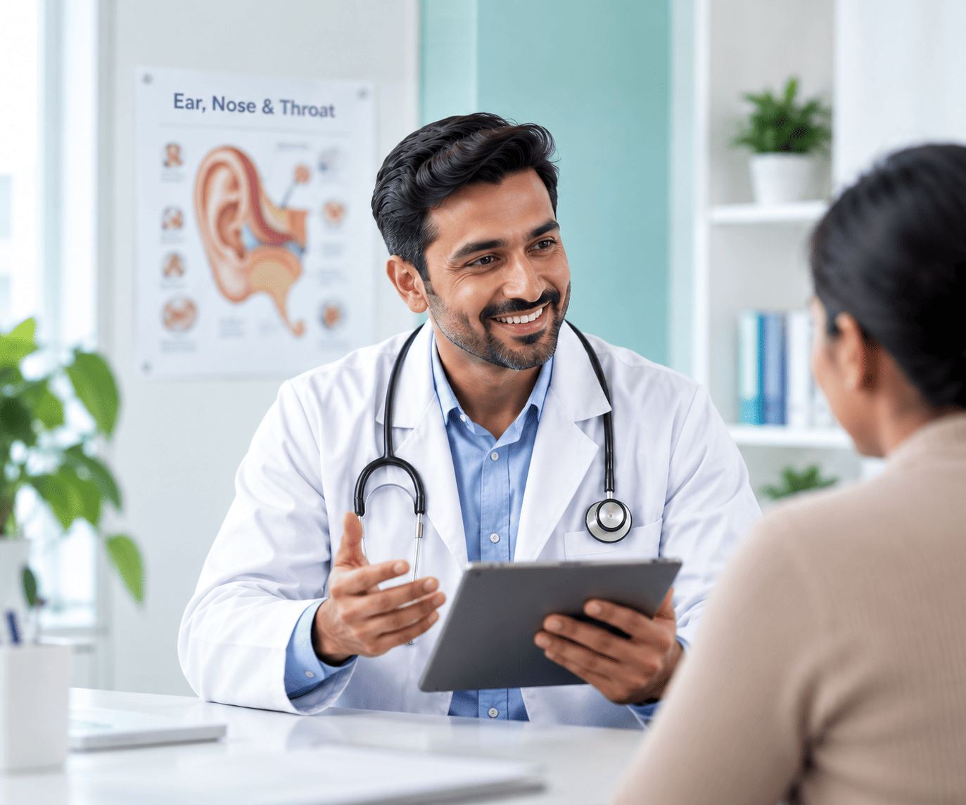 ENT doctor consulting with a patient