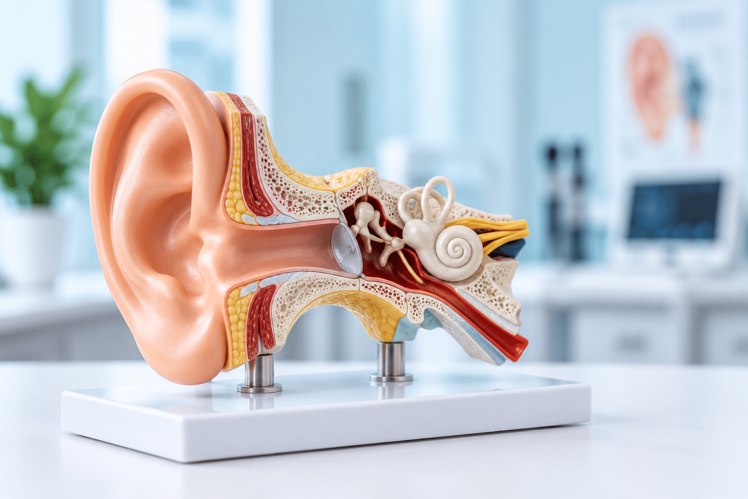 Model of the outer, middle and inner ear